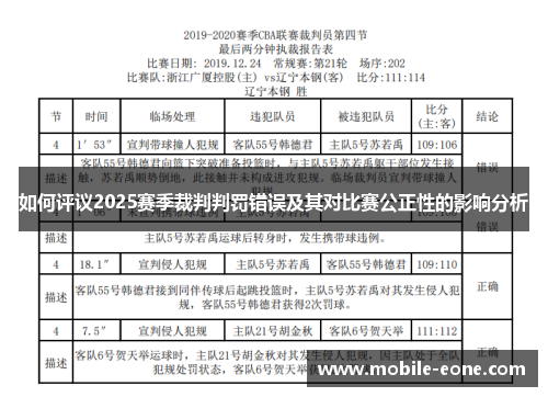 如何评议2025赛季裁判判罚错误及其对比赛公正性的影响分析 如何评议2025赛季裁判判罚错误及其对比赛公正性的影响分析